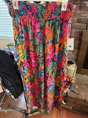 Shade & Shore Tropical pants — Pink, Orange & Green Floral